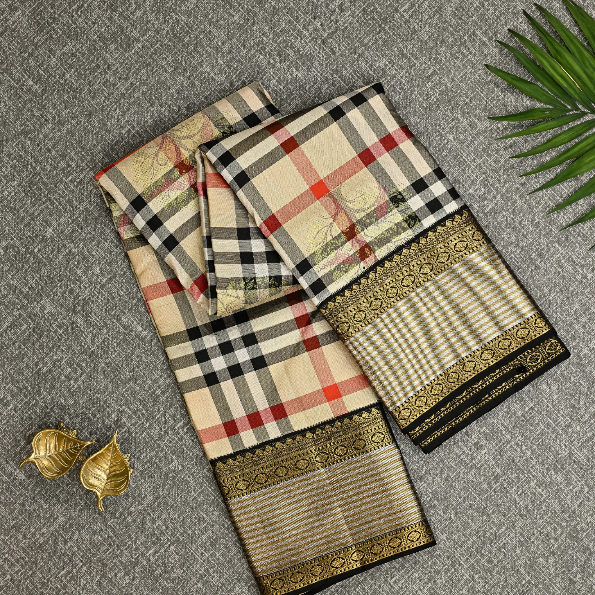Burberry check  – Kanchipuram Silk Saree