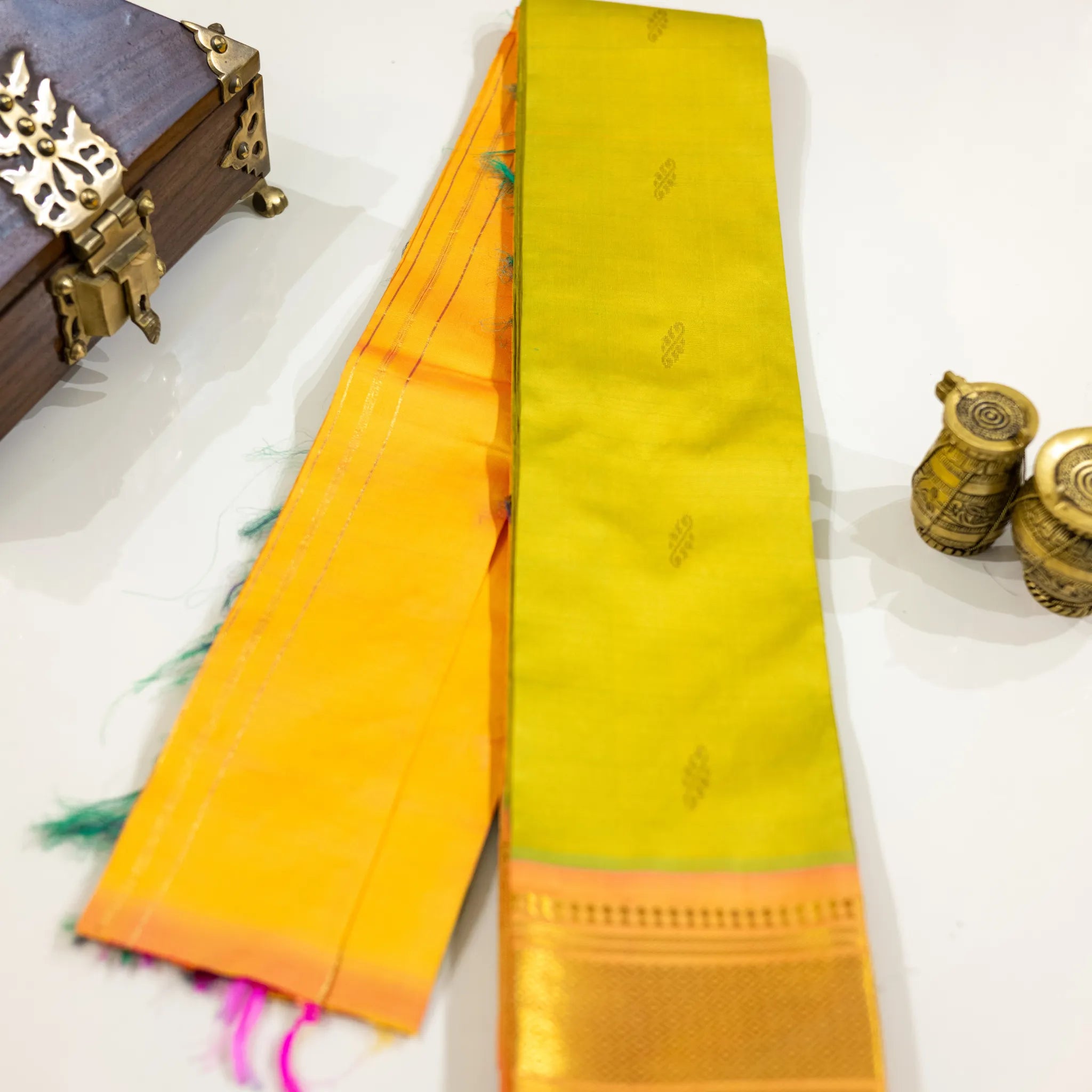 Golden Lime Elegance Silk Saree