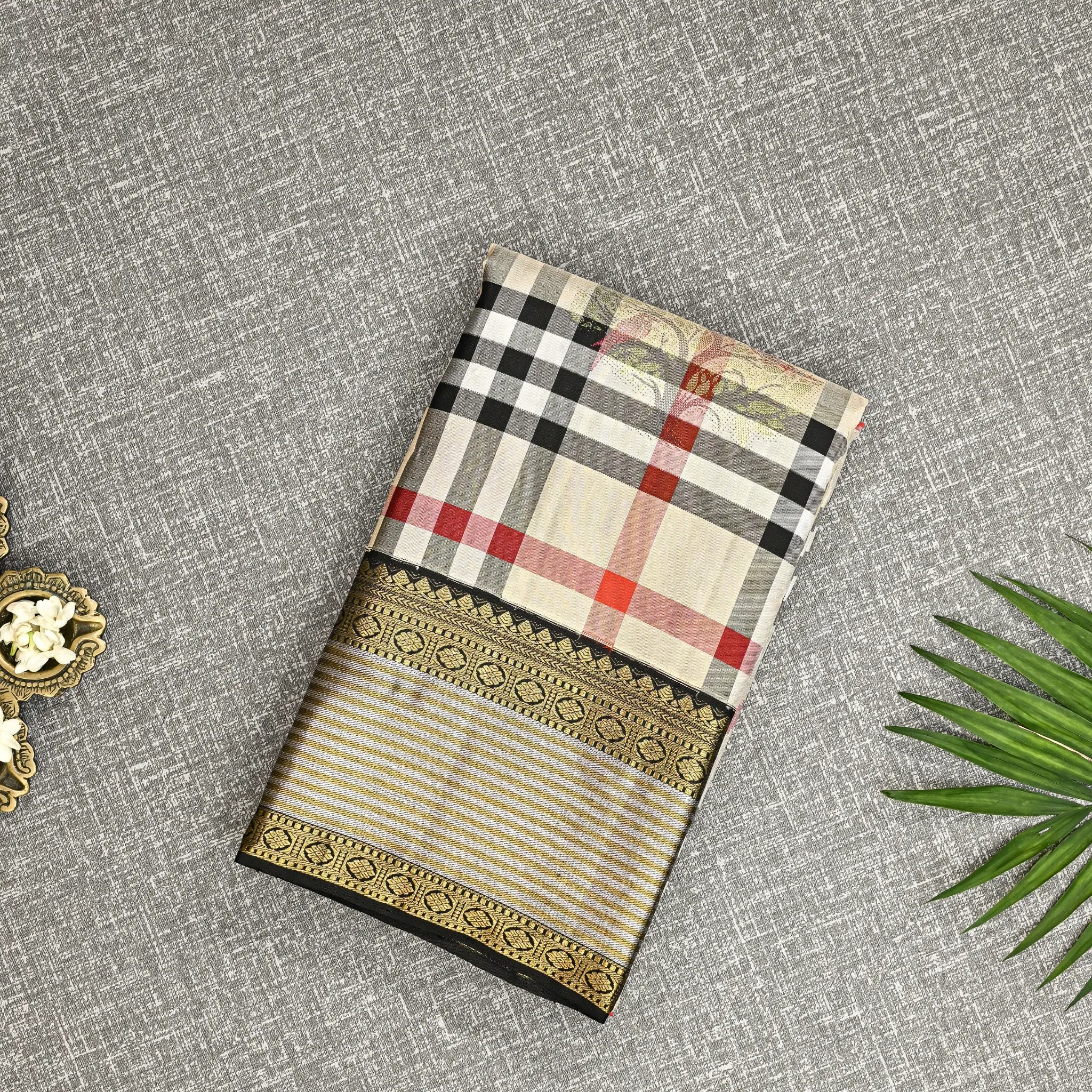 Burberry check  – Kanchipuram Silk Saree