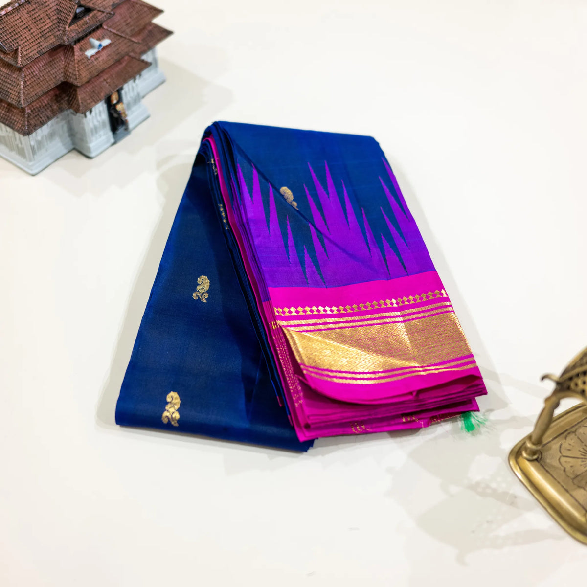 Royal Blue and Magenta Zari Silk Saree