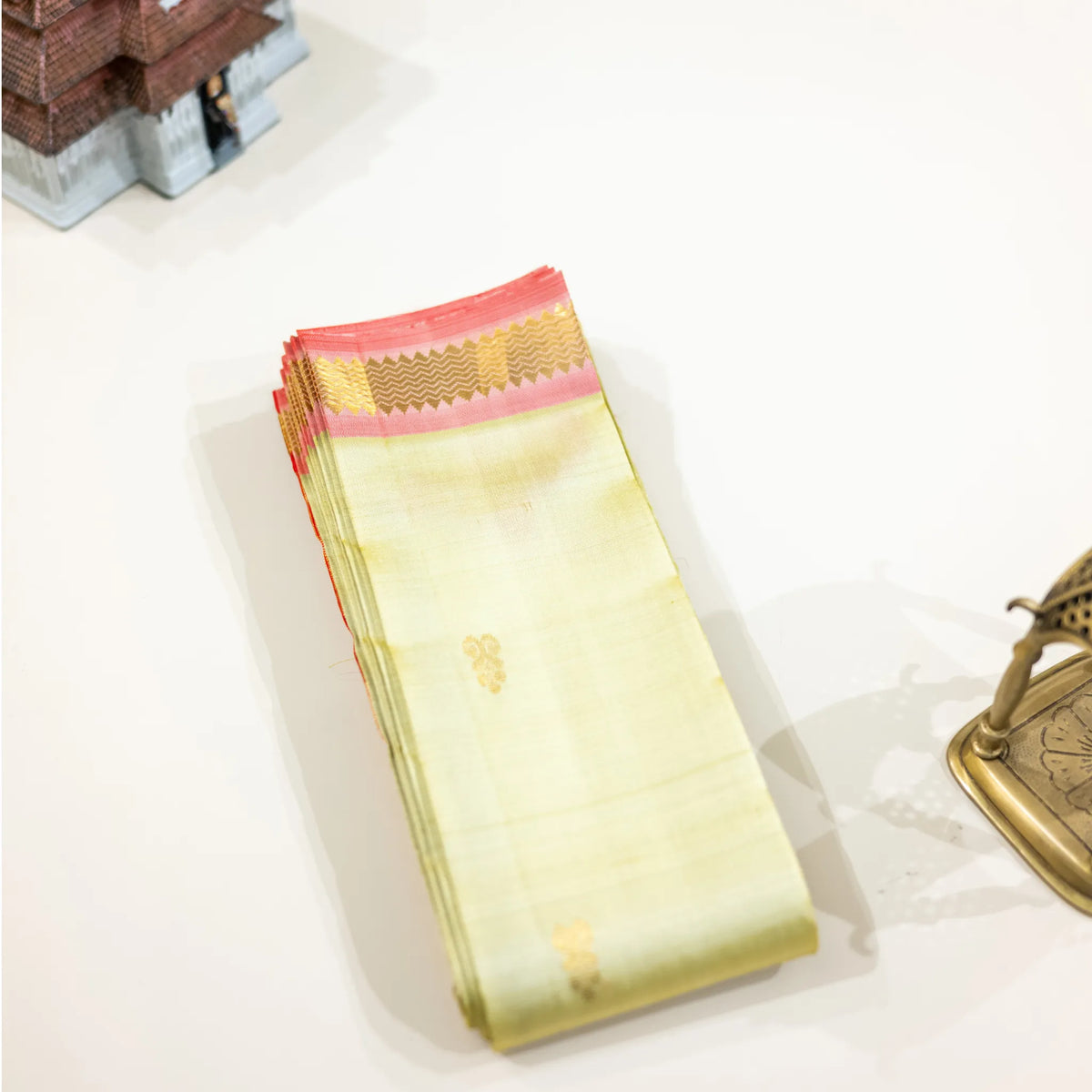 Classic Red & Cream Gold-Zari Silk Saree