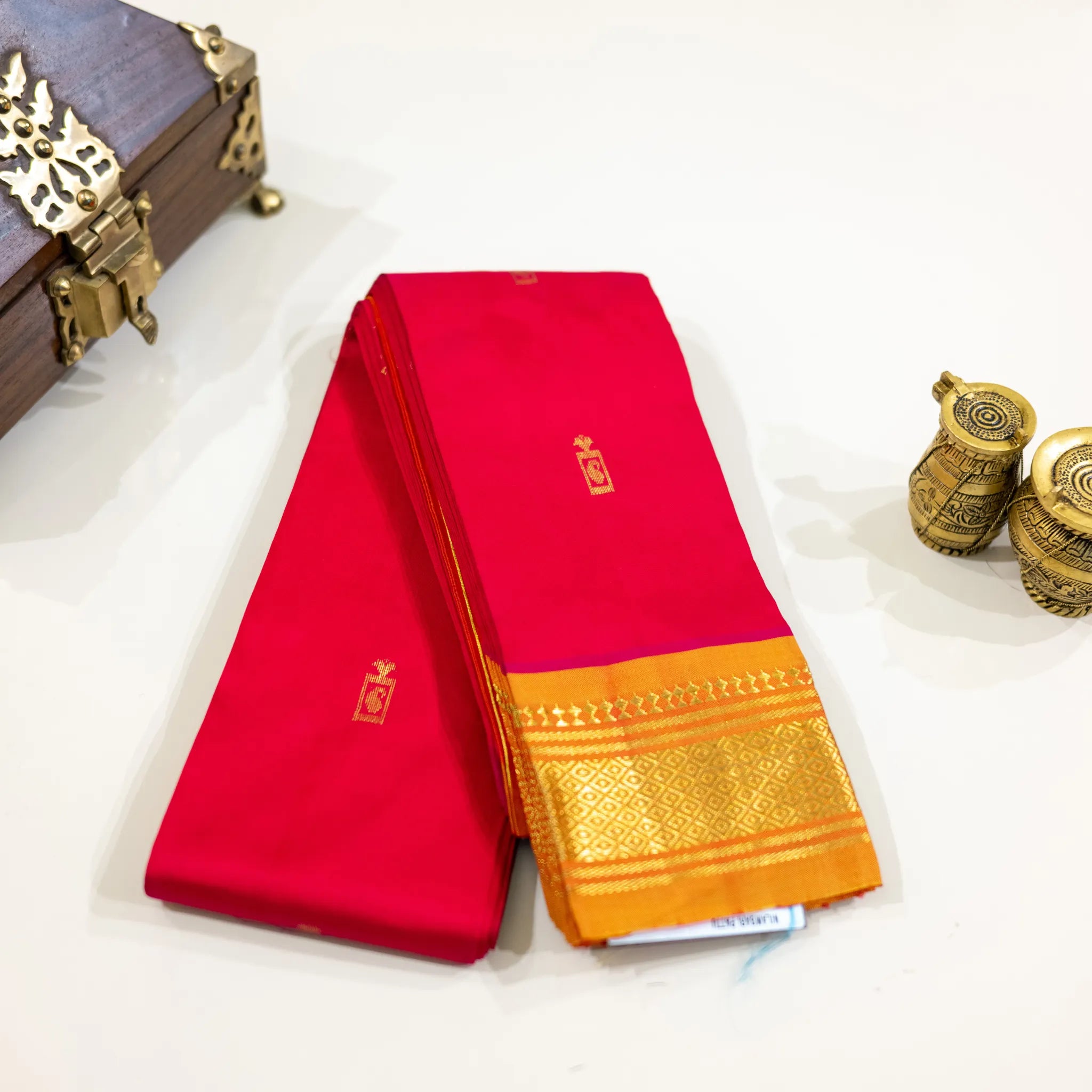 Magenta & Orange Gold-Zari Silk Saree