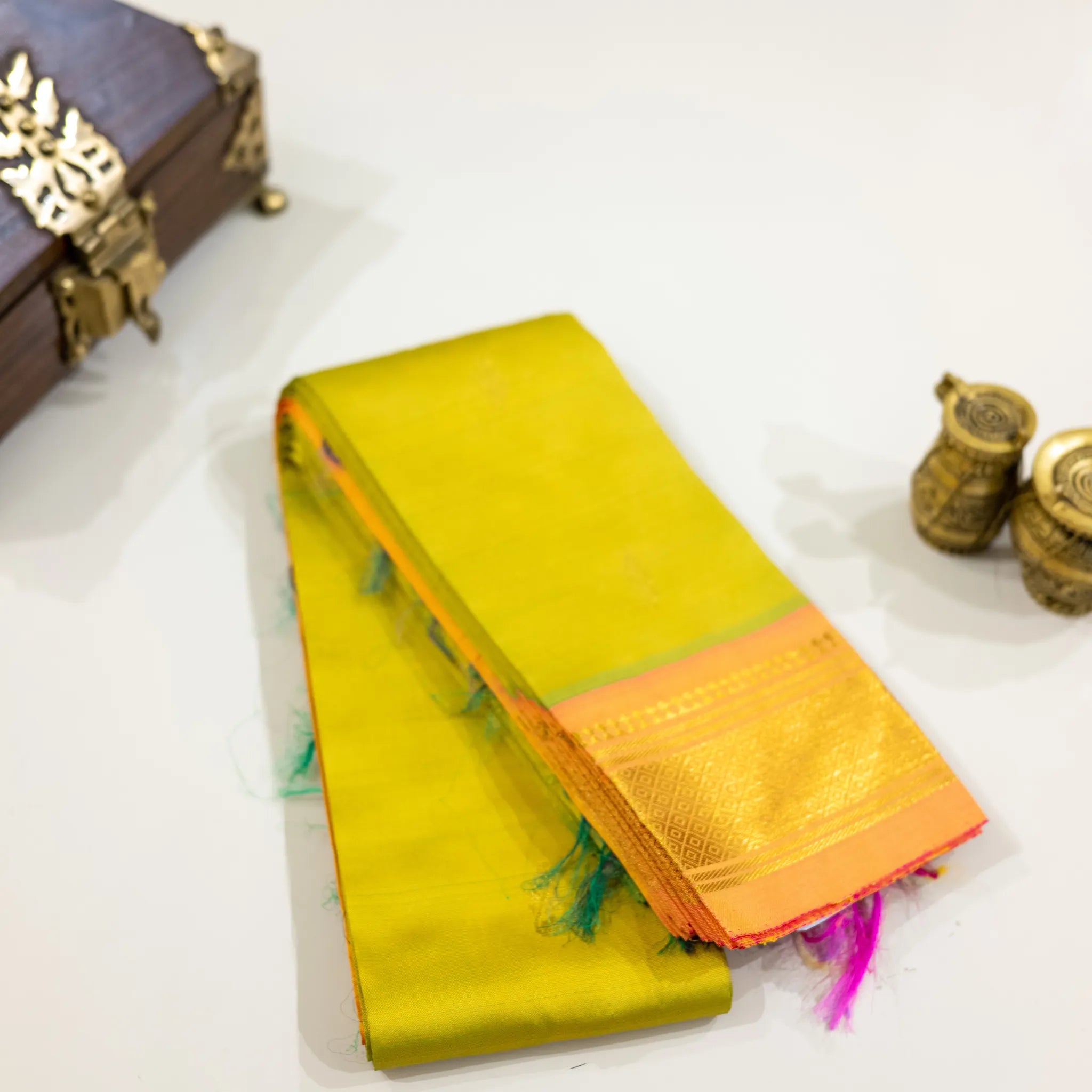 Golden Lime Elegance Silk Saree