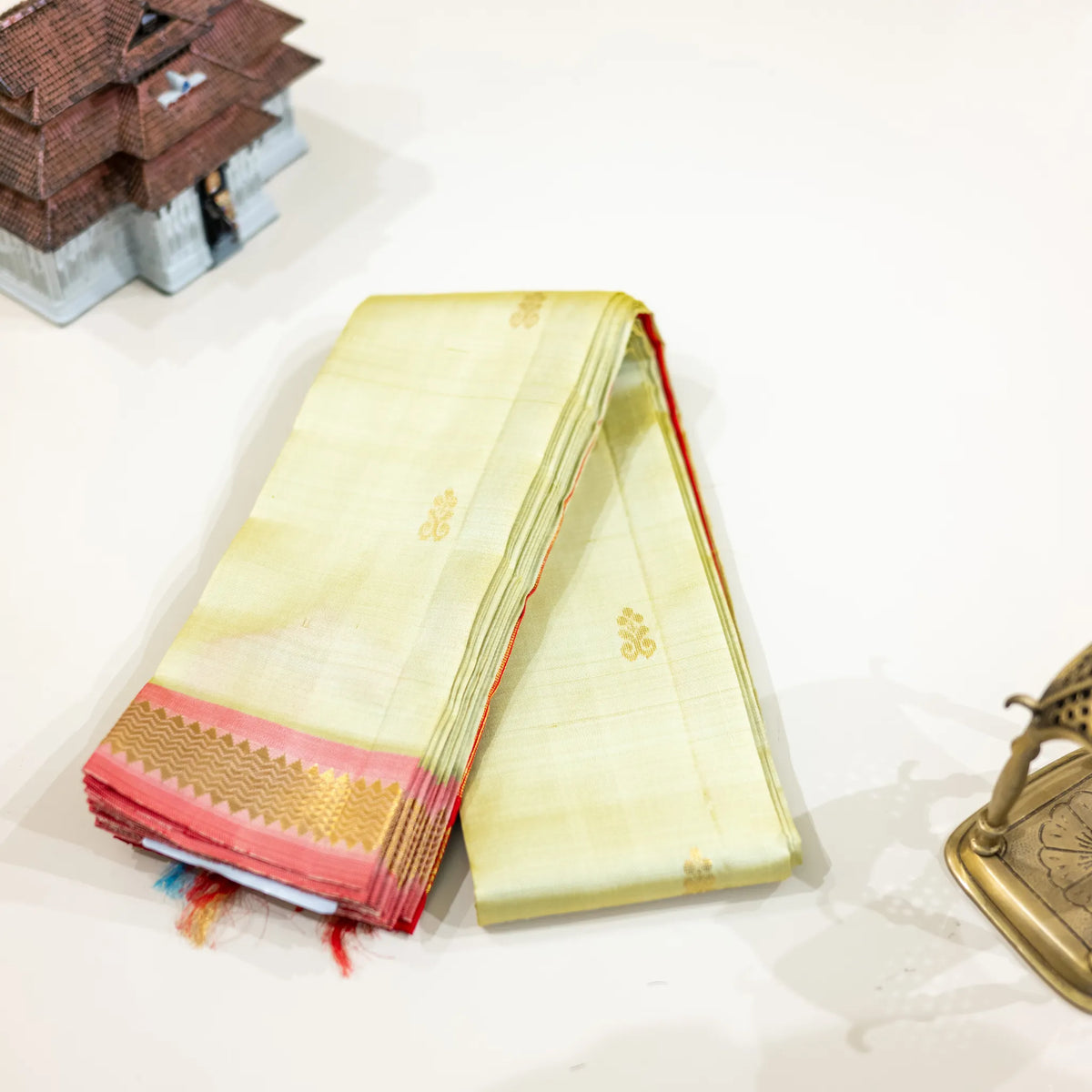 Classic Red & Cream Gold-Zari Silk Saree