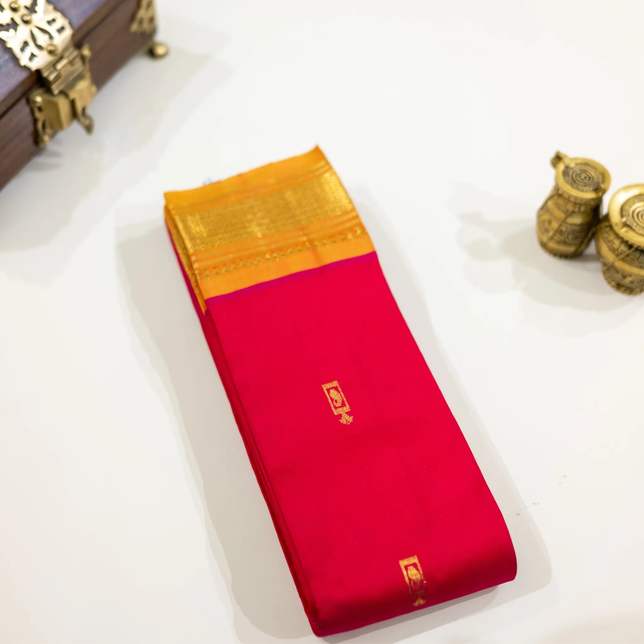 Magenta & Orange Gold-Zari Silk Saree