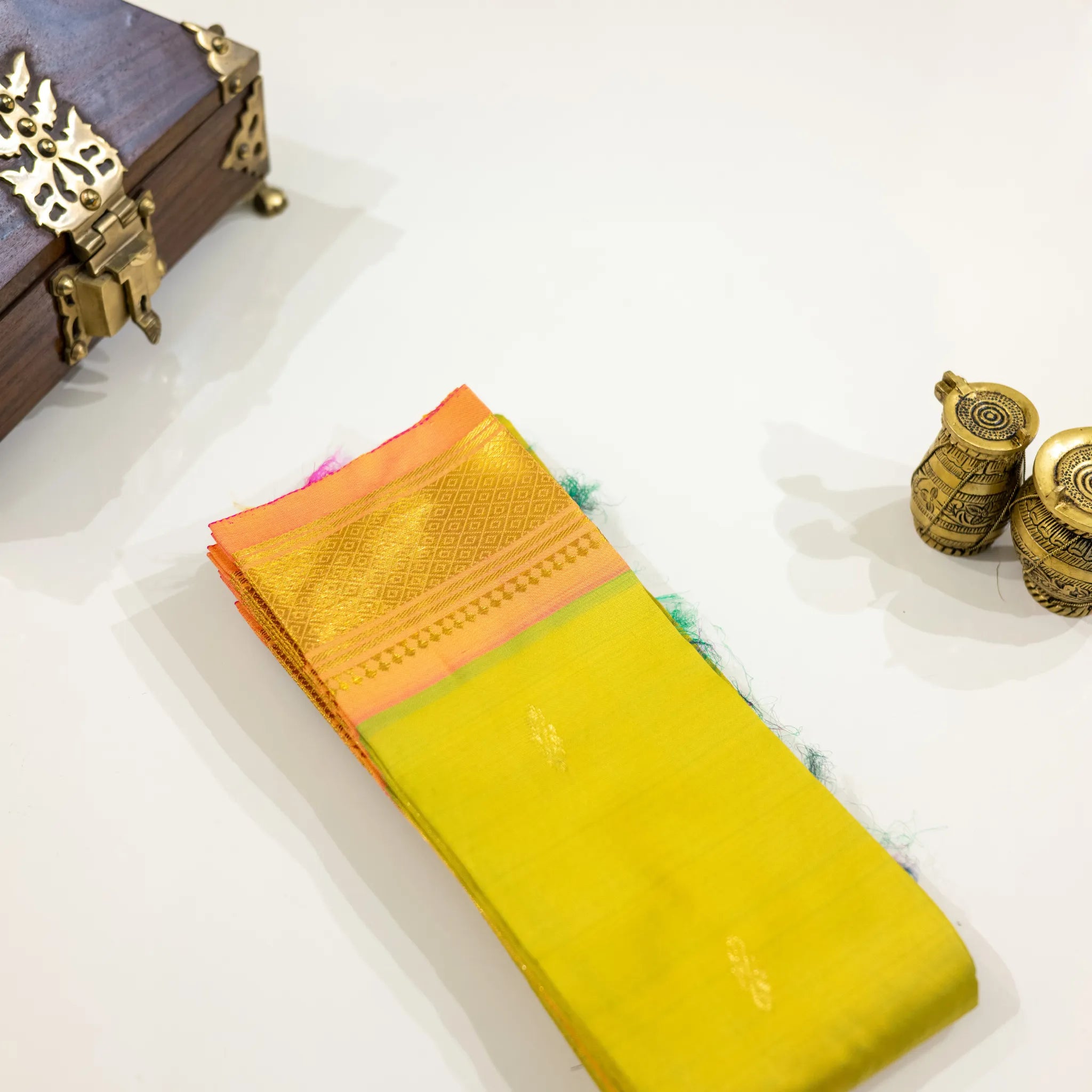 Golden Lime Elegance Silk Saree