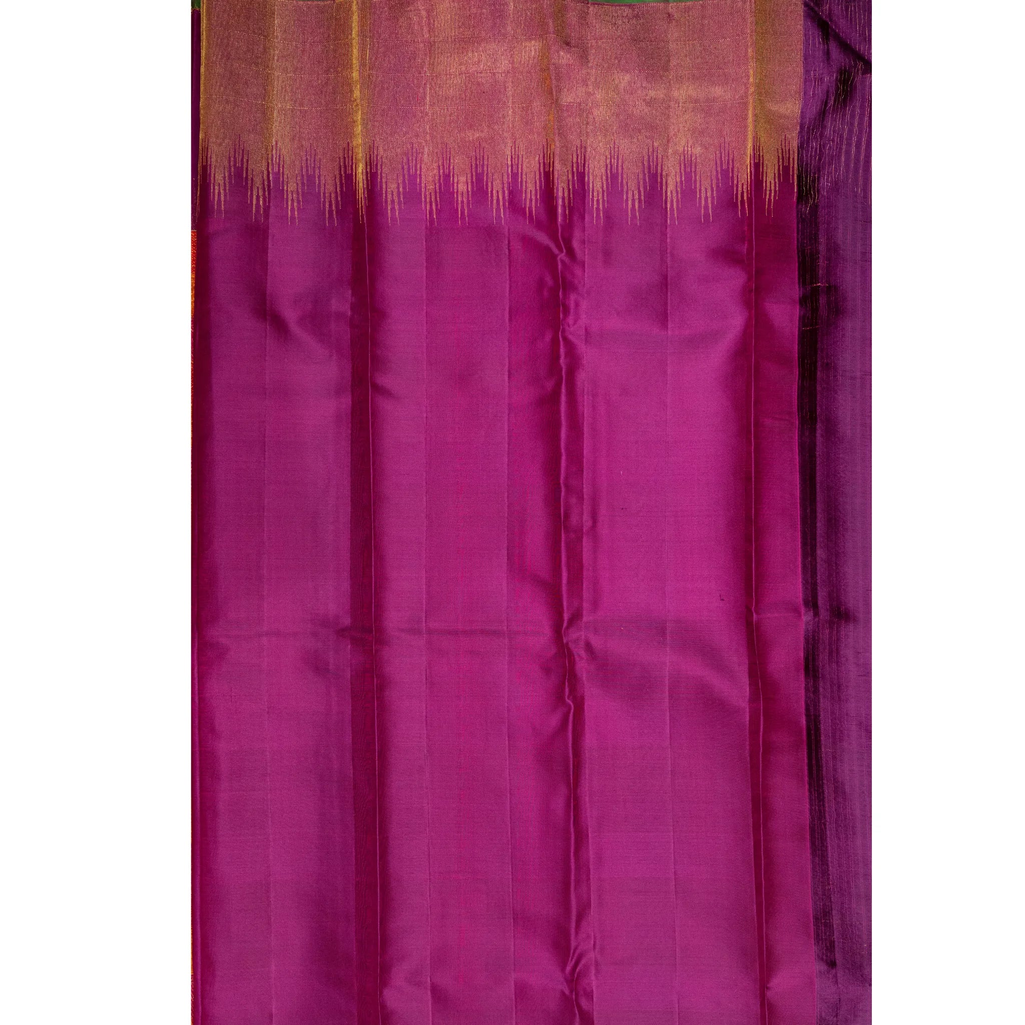 Orange Cotton Silk Saree – Pink Geometric Woven Checks with Purple Contrast Border