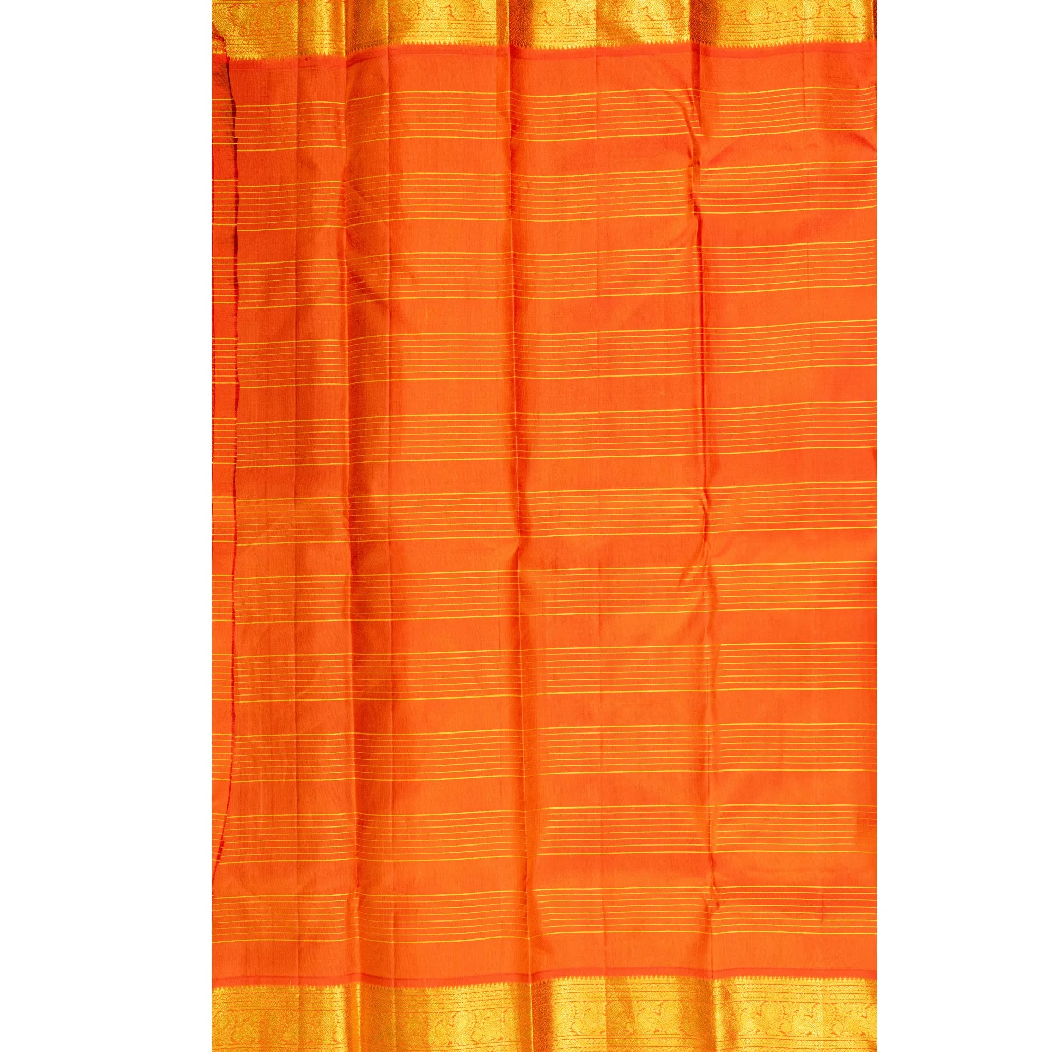 Dark Brown Cotton Silk Saree – Gold Checked Weave with Mustard Contrast Border
