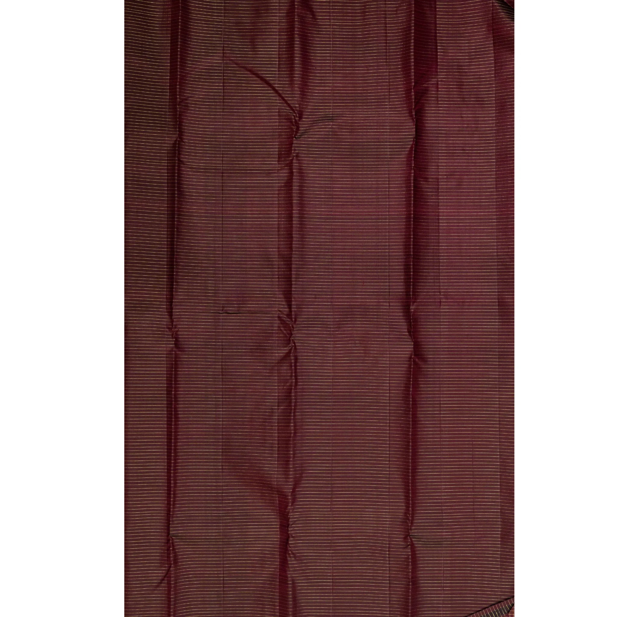Burnt Orange Cotton Silk Saree – Gold Checked Weave with Maroon Contrast Border
