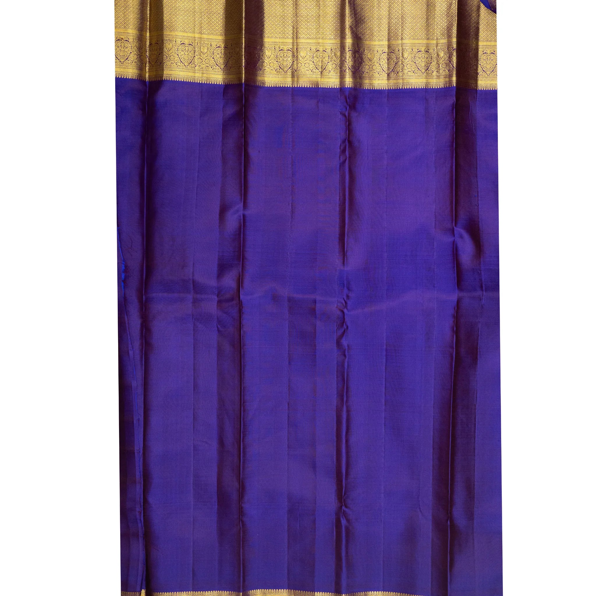 Emerald Green Kanchipuram Silk Saree – Gold Paisley Buttas with Royal Blue Zari Border