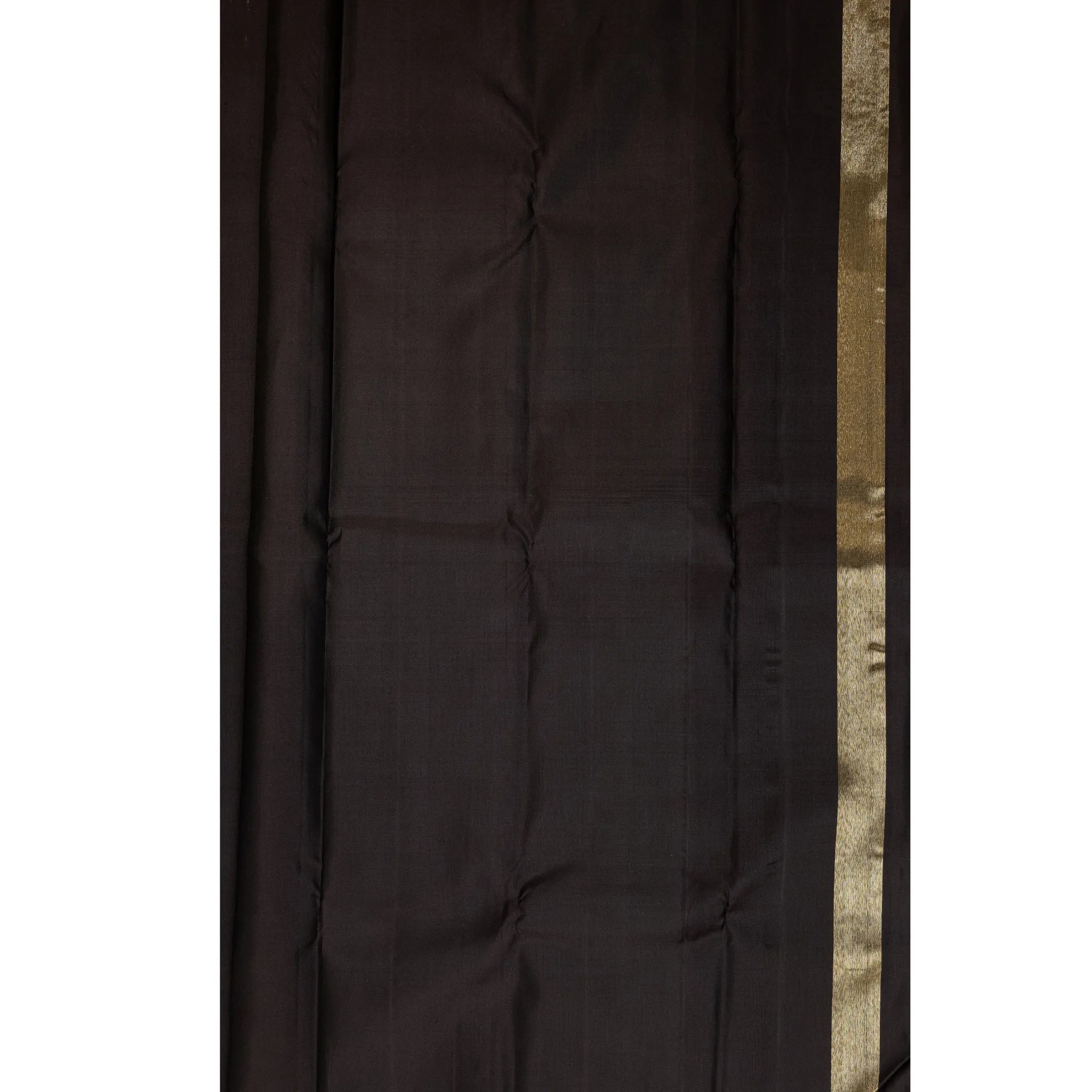 Black Kanchipuram Silk Saree – Contemporary Gold Line Border with Minimal Zari Buttas