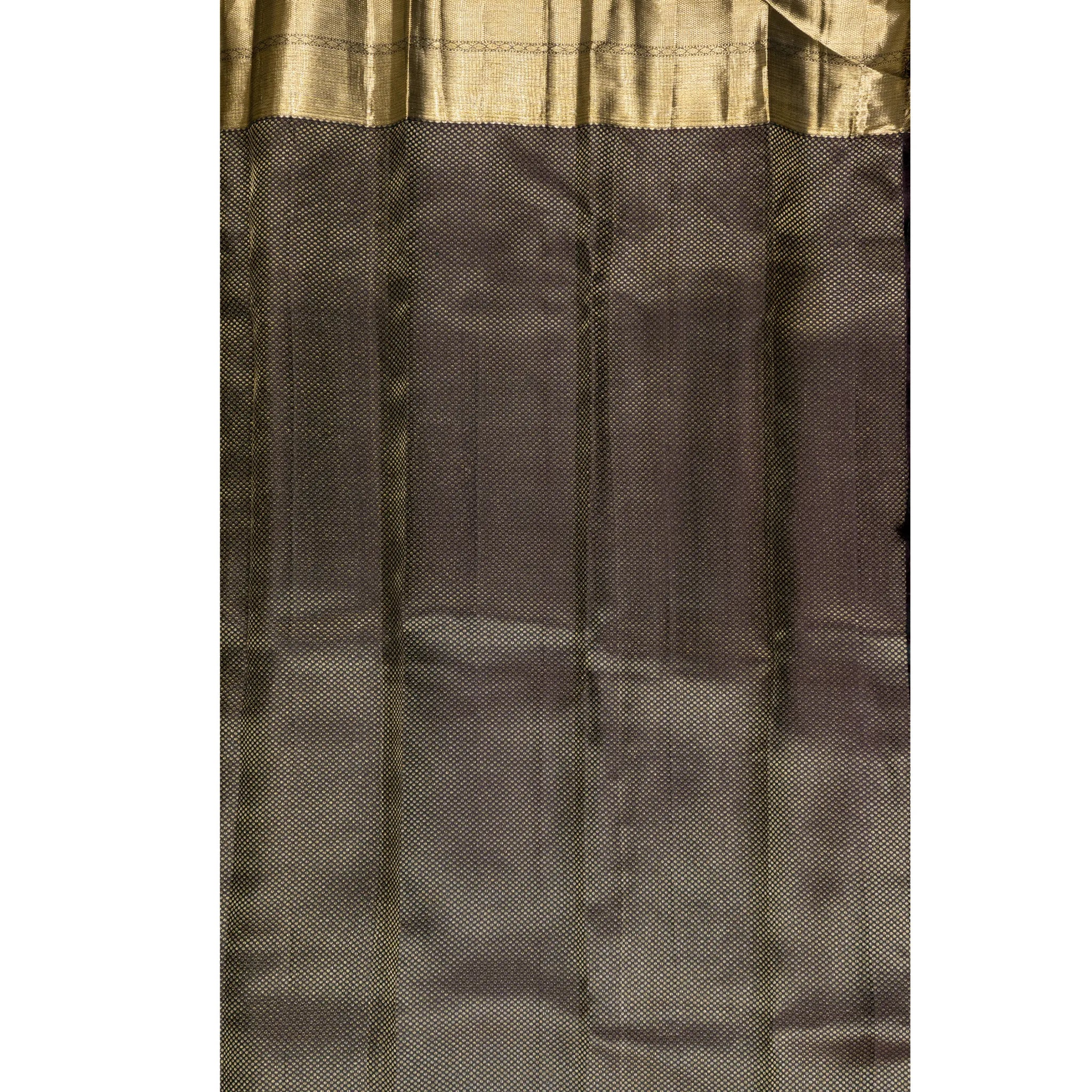 Black Kanchipuram Silk Saree – Self Woven Design with Gold Zari Border