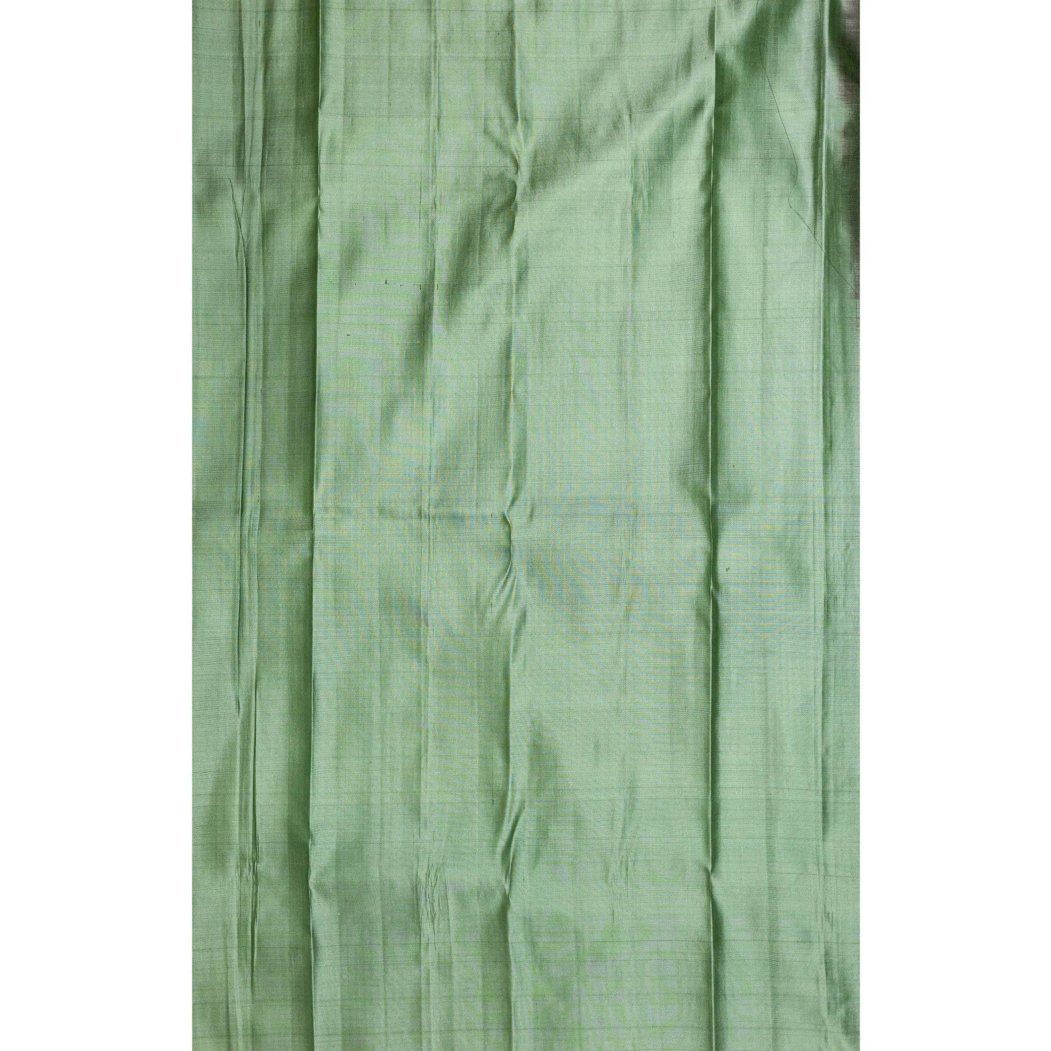 Checked Silk Saree – Olive Green with Multicolour Windowpane Checks