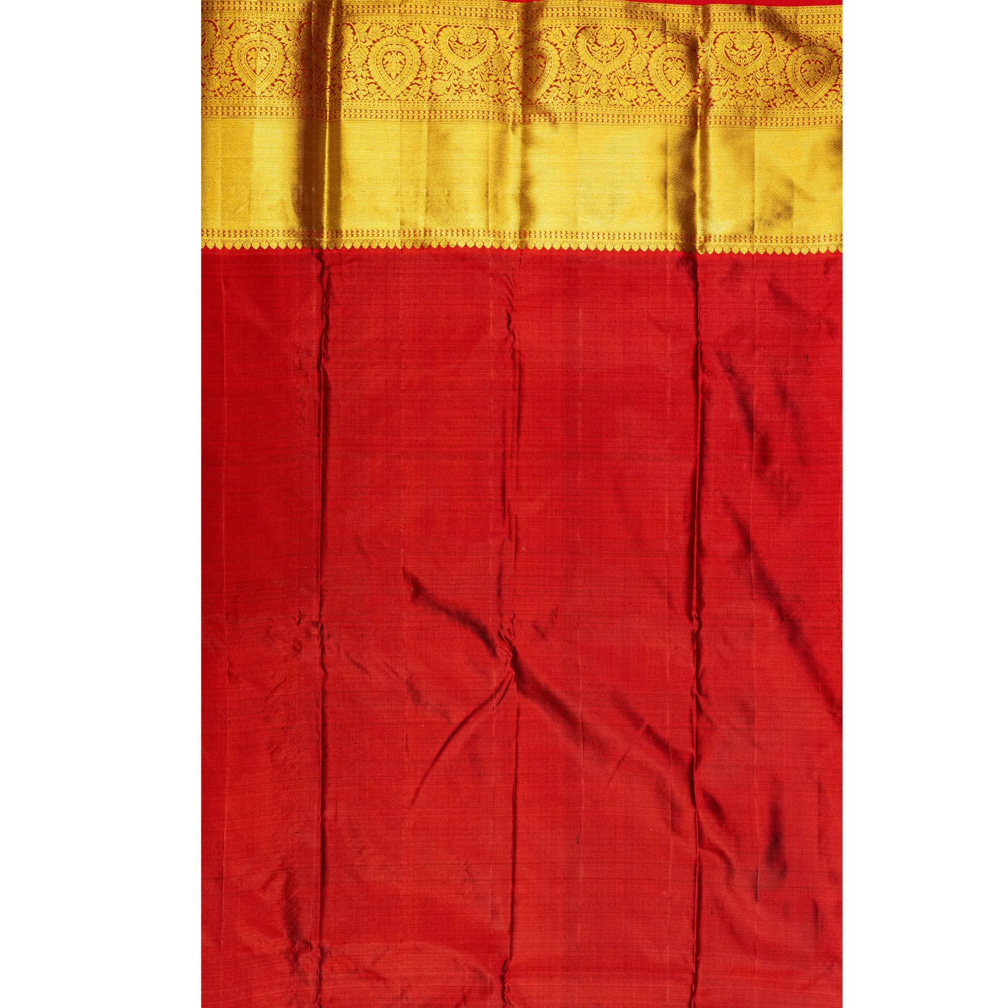 Black Kanchipuram Silk Saree – Gold Zari Leaf Buttas with Broad Temple Border