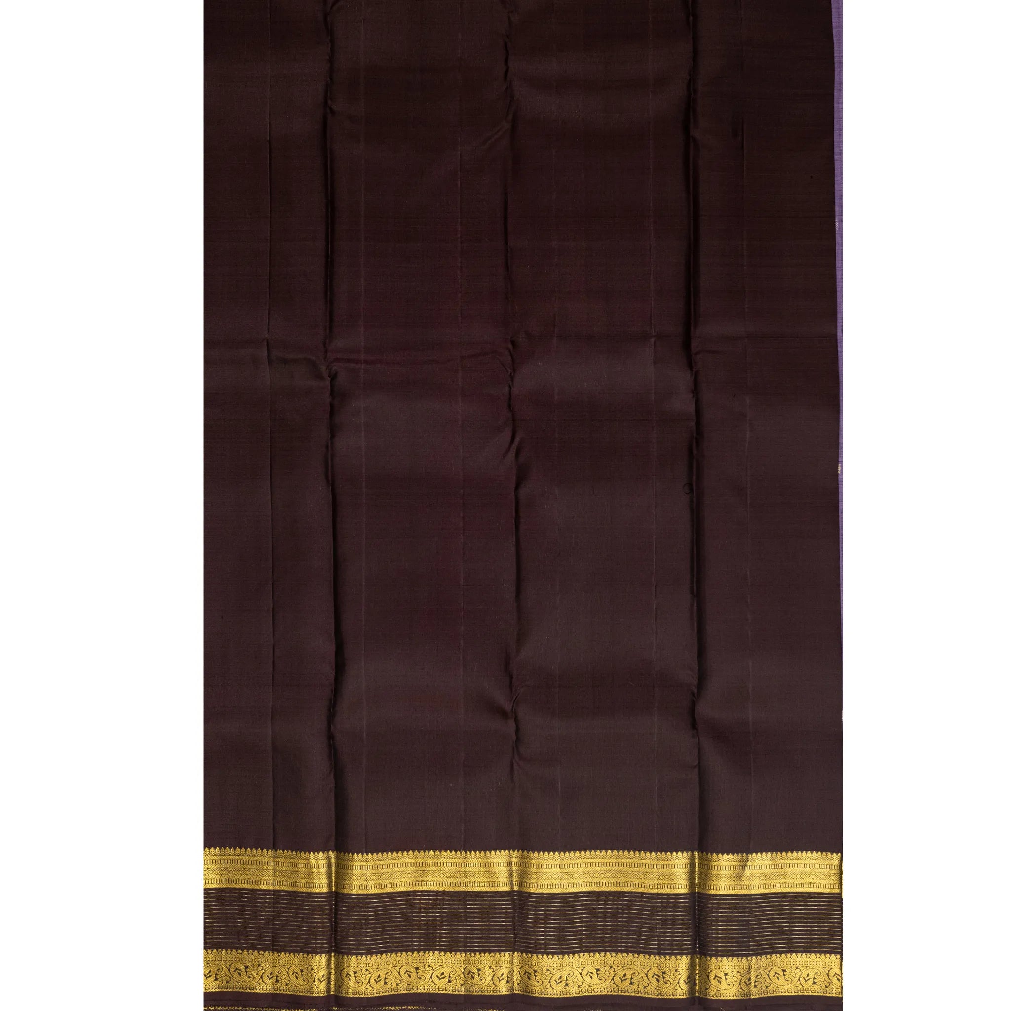 Lavender Kanchipuram Silk Saree – Gold Buttas with Coffee Brown Zari Border