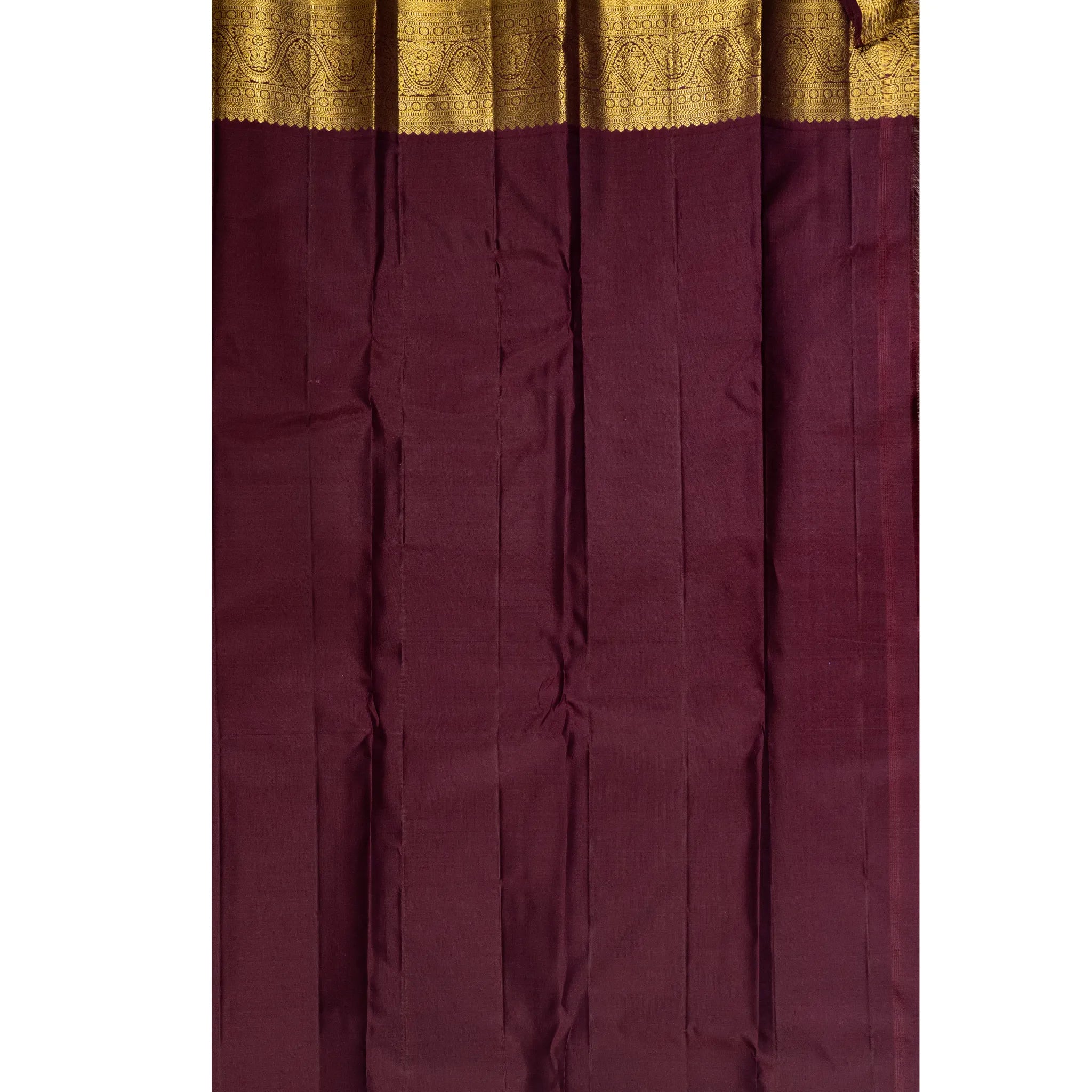 Rust Orange Kanchipuram Silk Saree – Gold Paisley Buttas with Rich Antique Zari Border