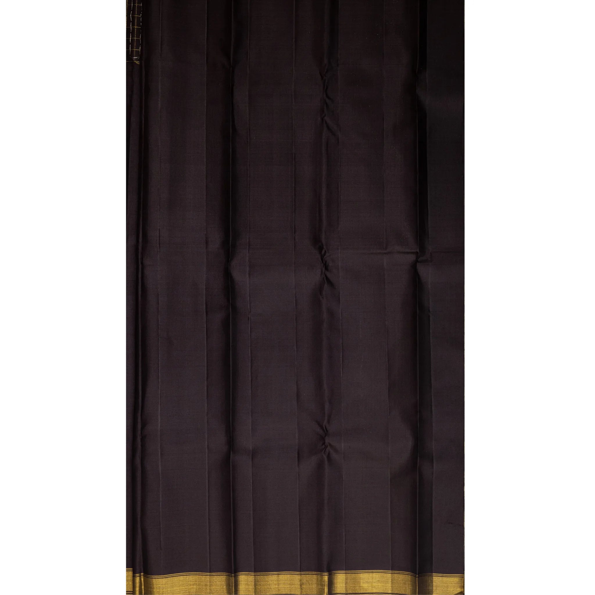 Black Cotton Silk Saree – Gold Windowpane Checks with Classic Zari Border