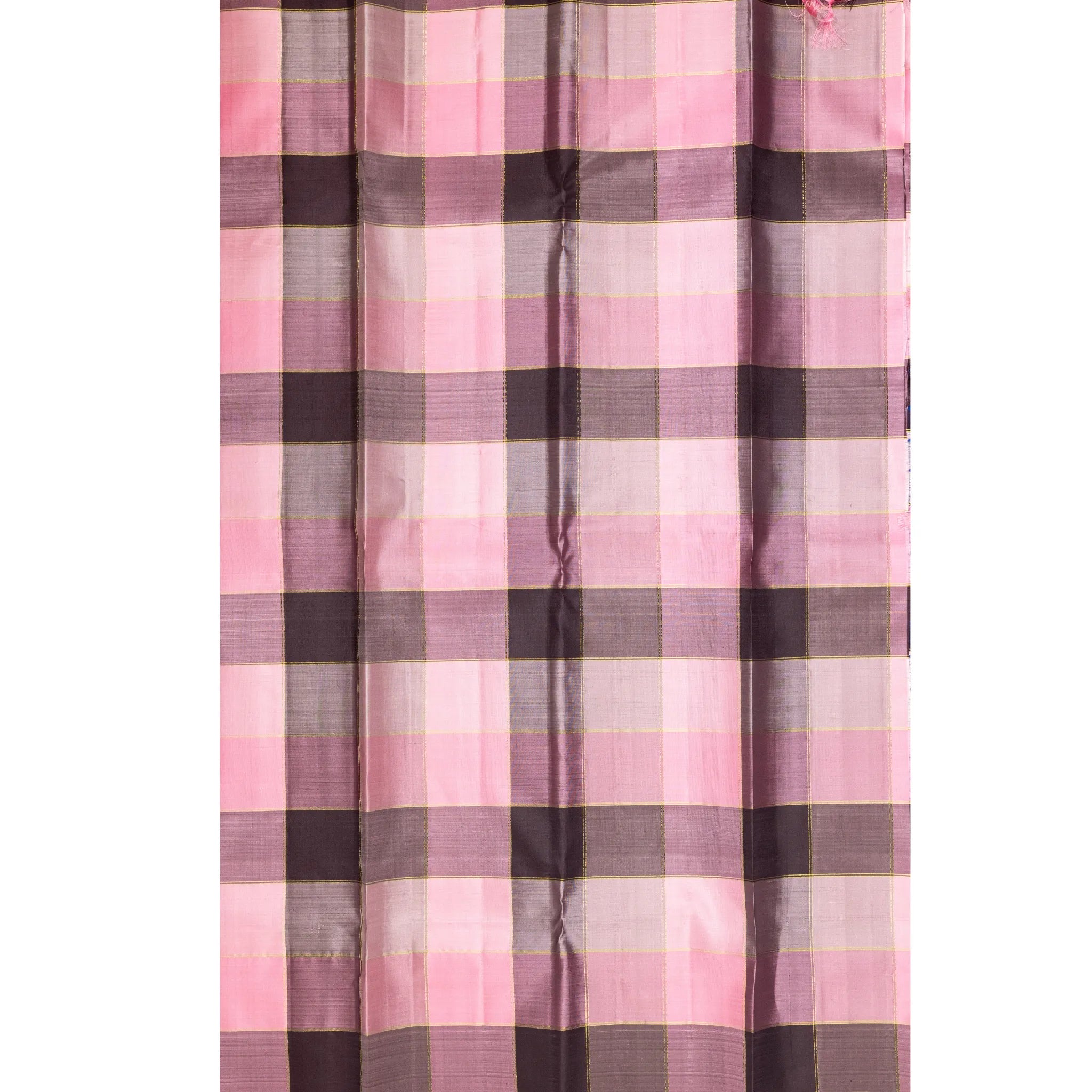 Royal Blue Cotton Silk Saree – Gold Windowpane Checks with Classic Woven Border