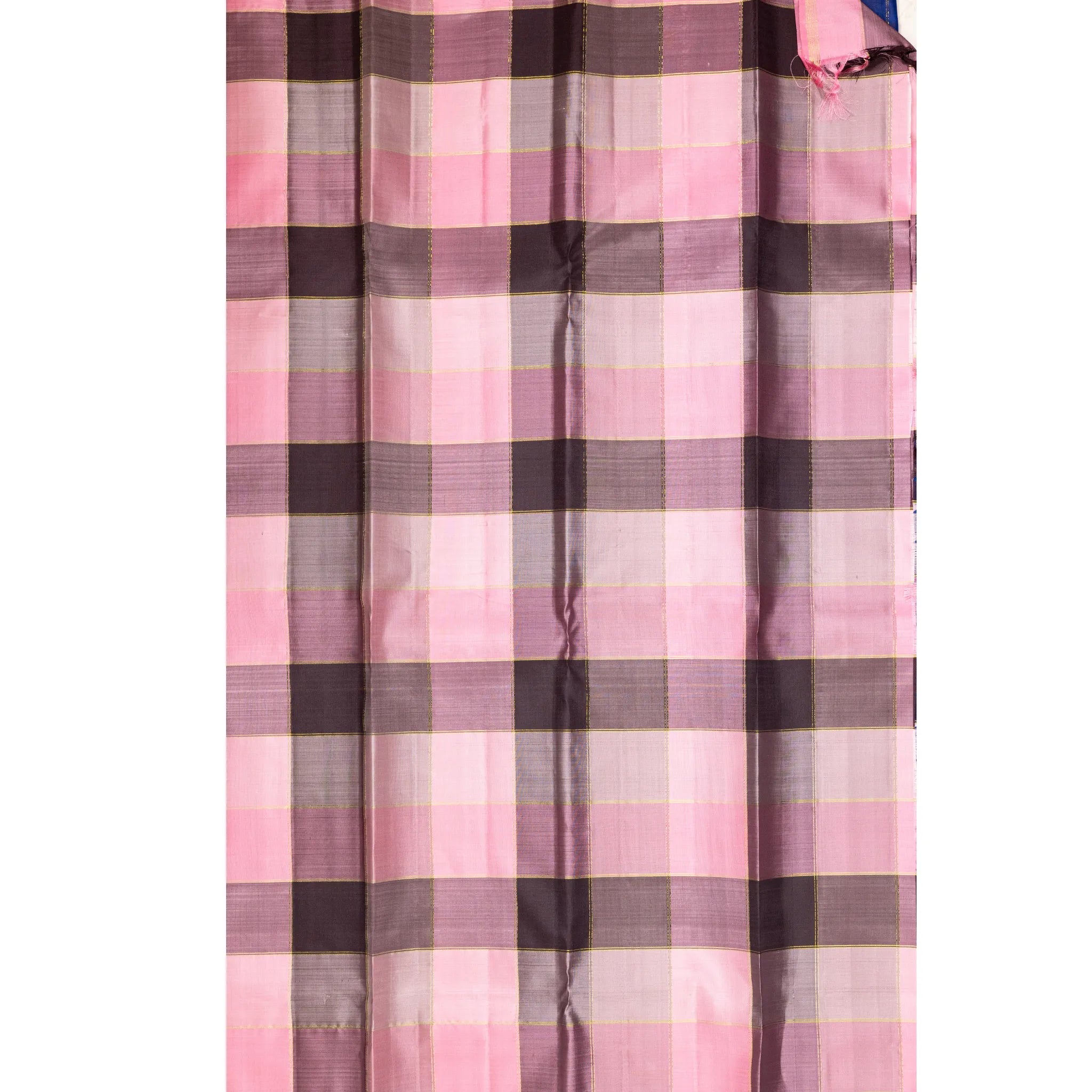 Royal Blue Kanchipuram Silk Saree – Gold Windowpane Checks with Classic Zari Border