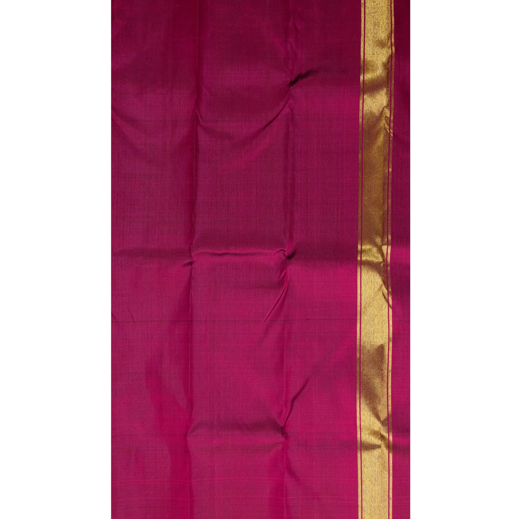 Emerald Green Kanchipuram Silk Saree – Broad Gold Zari Border with Contrast Magenta Accents