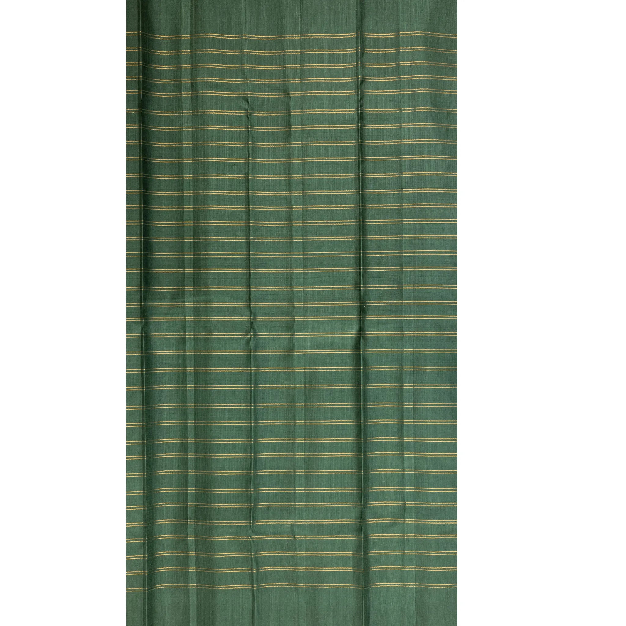 Green Cotton Silk Saree – Gold Windowpane Checks with Leaf Jacquard Pallu