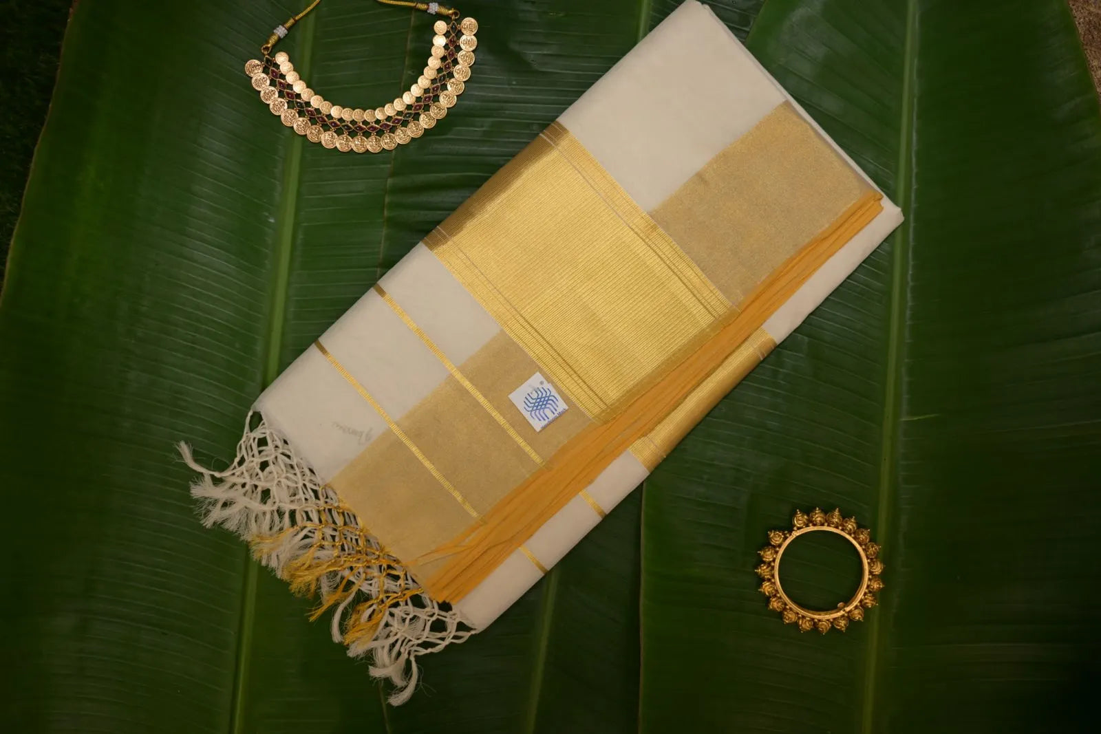 Royal Golden Tissue Kara with Butta Design