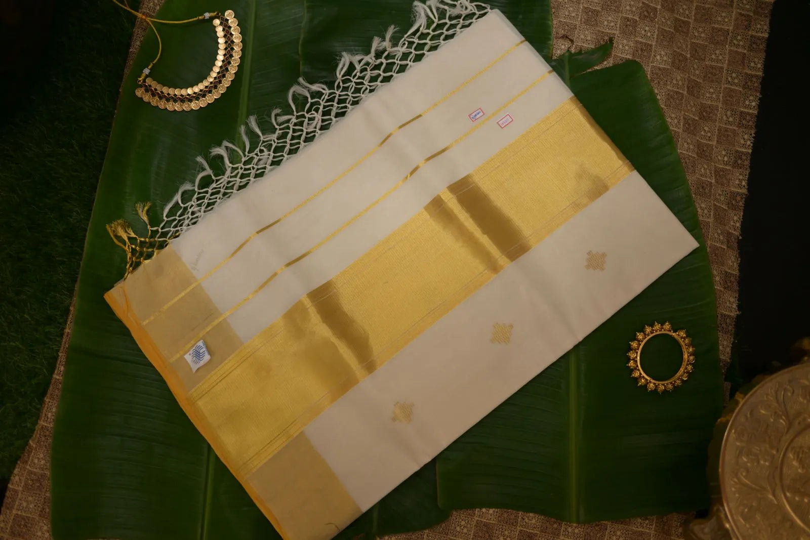Royal Golden Tissue Kara with Butta Design